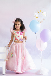 Crush lehenga with floral blouse